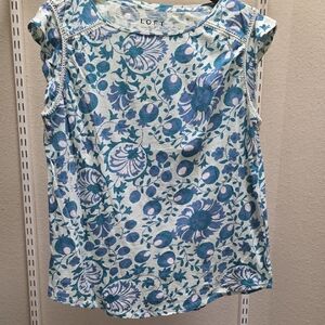 LOFT Teal and Blue Floral Sleeveless Tank